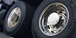 Two tires with Halo product covers installed over Halo Tire Inflator products